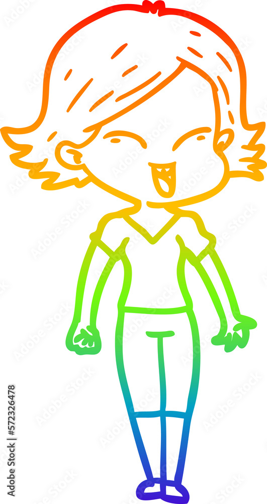 rainbow gradient line drawing happy cartoon girl rainbow gradient line drawing happy cartoon girl