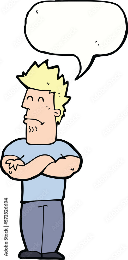 cartoon sulking man with speech bubble cartoon sulking man with speech bubble