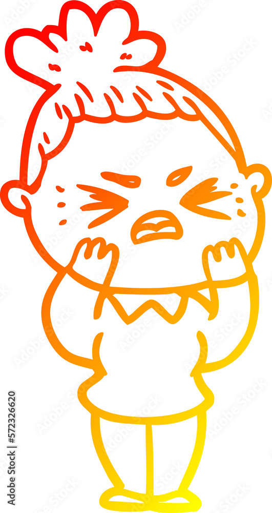 warm gradient line drawing cartoon angry woman warm gradient line drawing cartoon angry woman