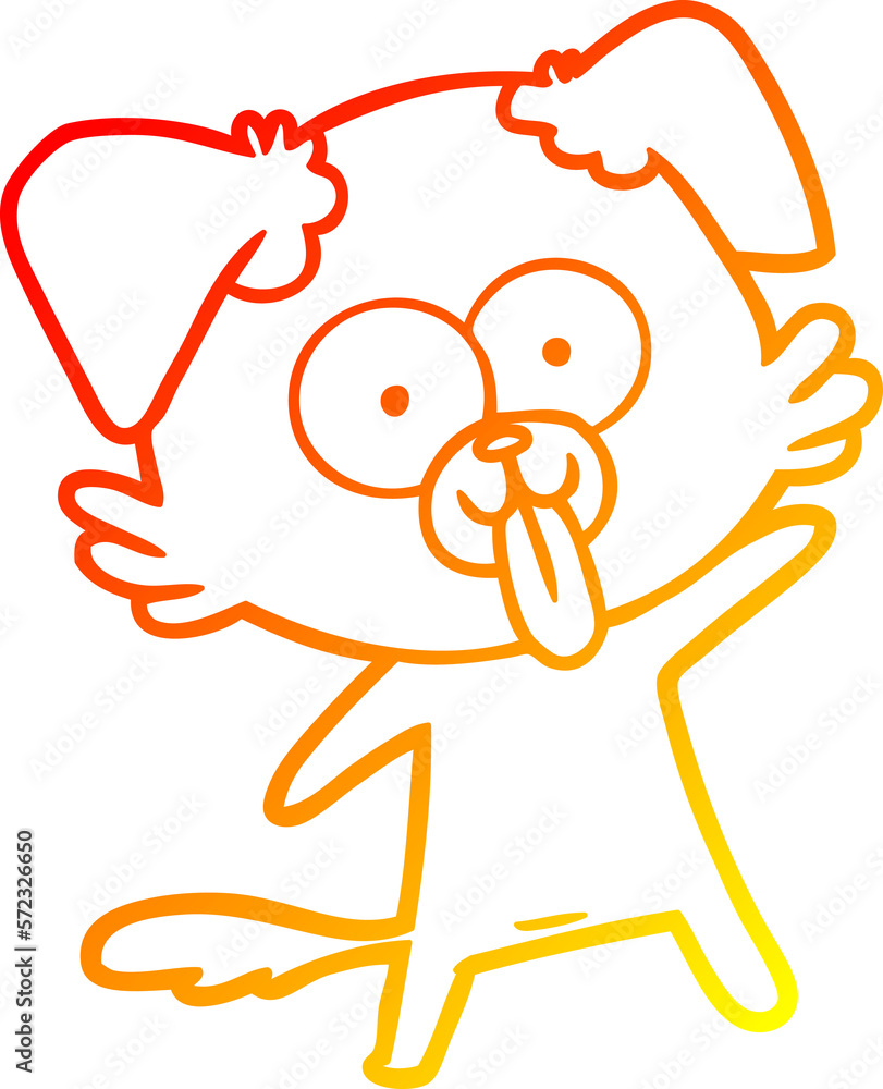 warm gradient line drawing cartoon dog with tongue sticking out warm gradient line drawing cartoon dog with tongue sticking out