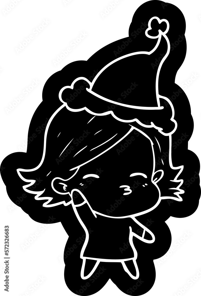 Fototapeta premium cartoon icon of a woman wearing santa hat