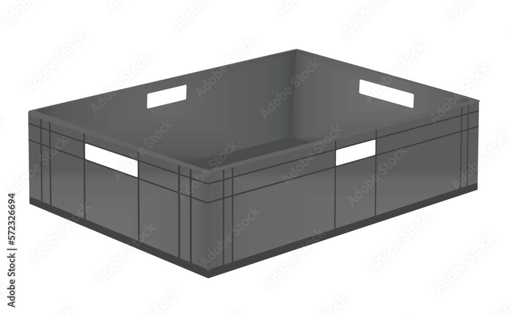 Empty grey plastic crate. vector illustration Empty grey plastic crate. vector illustration