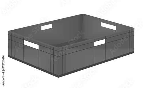 Empty grey plastic crate. vector illustration