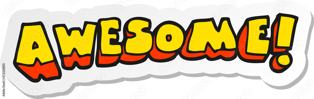 sticker of a cartoon awesome word