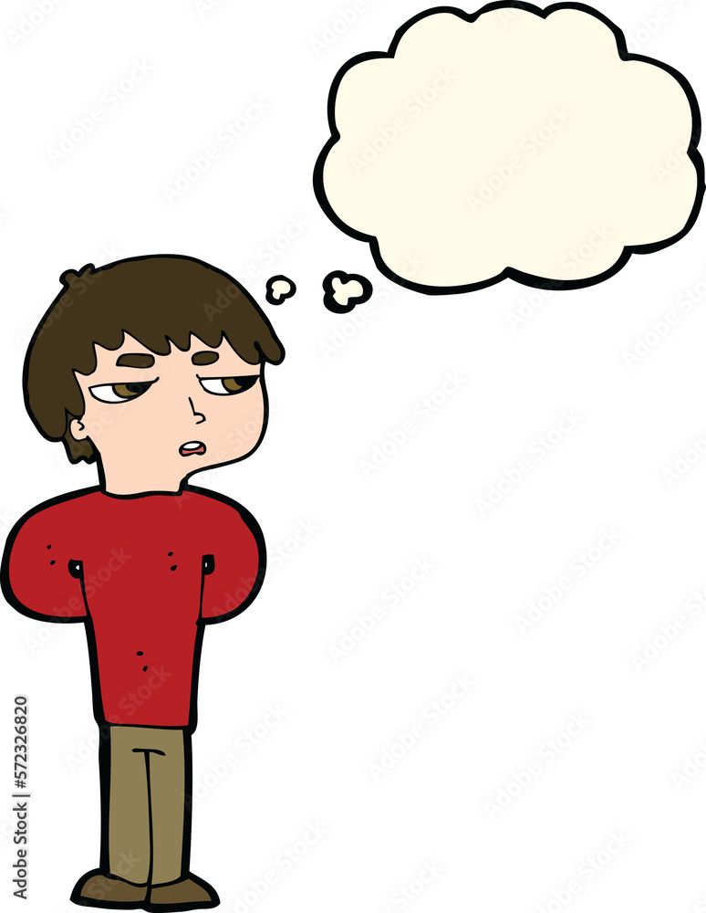 cartoon antisocial boy with thought bubble cartoon antisocial boy with thought bubble