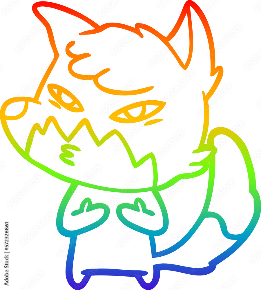 rainbow gradient line drawing clever cartoon fox rainbow gradient line drawing clever cartoon fox