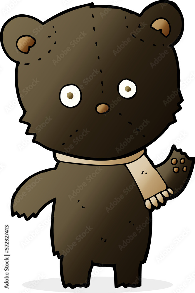cartoon waving black bear cartoon waving black bear