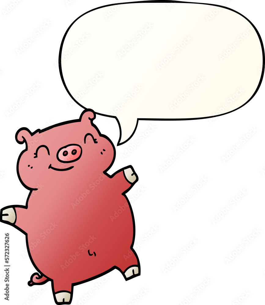 cartoon pig and speech bubble in smooth gradient style cartoon pig and speech bubble in smooth gradient style
