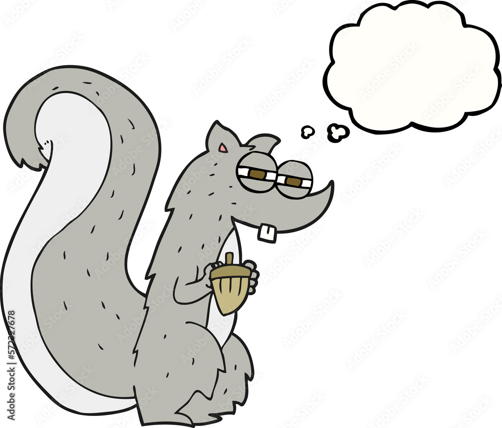 thought bubble cartoon squirrel with nut thought bubble cartoon squirrel with nut