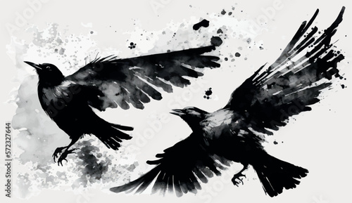 flying black birds.