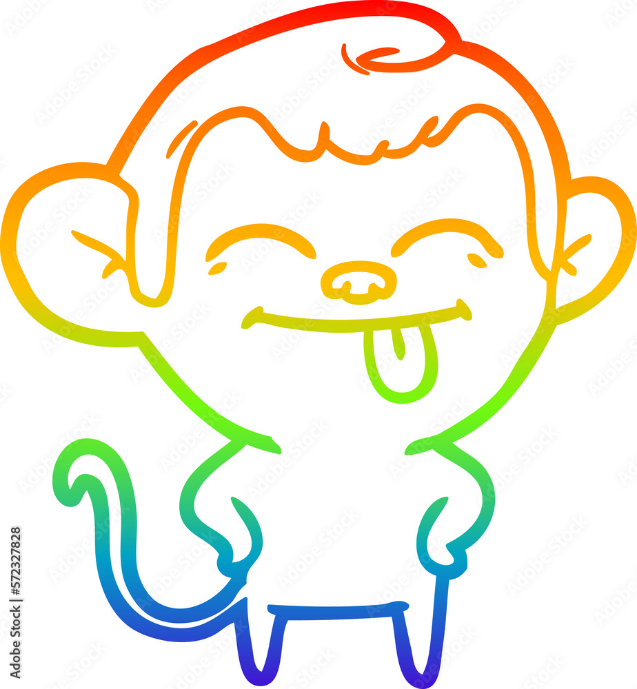 rainbow gradient line drawing funny cartoon monkey rainbow gradient line drawing funny cartoon monkey