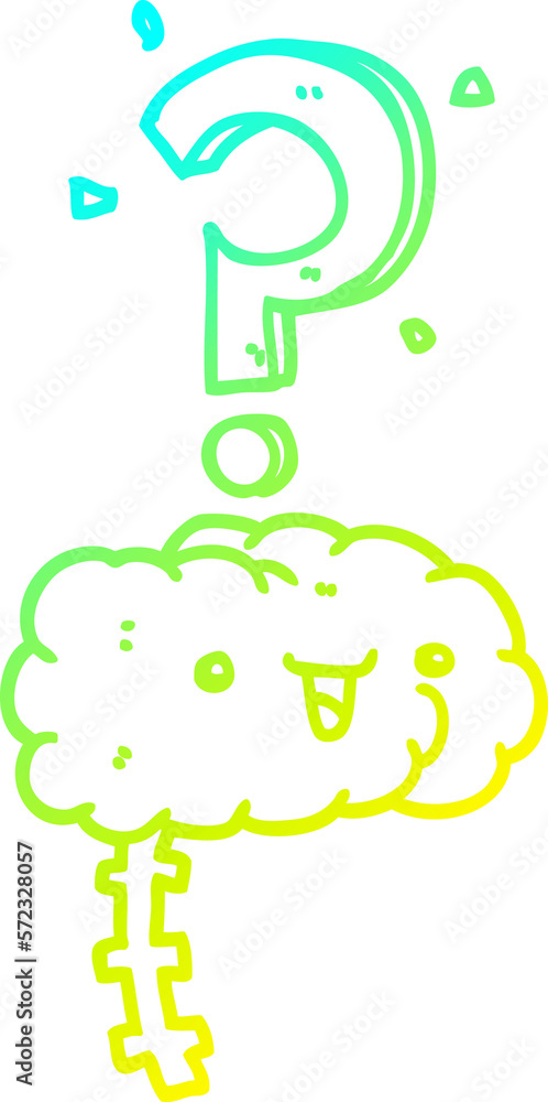 cold gradient line drawing cartoon curious brain cold gradient line drawing cartoon curious brain