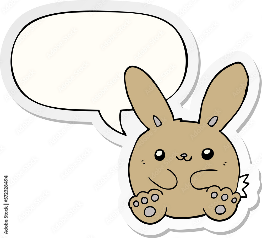 cartoon rabbit and speech bubble sticker cartoon rabbit and speech bubble sticker