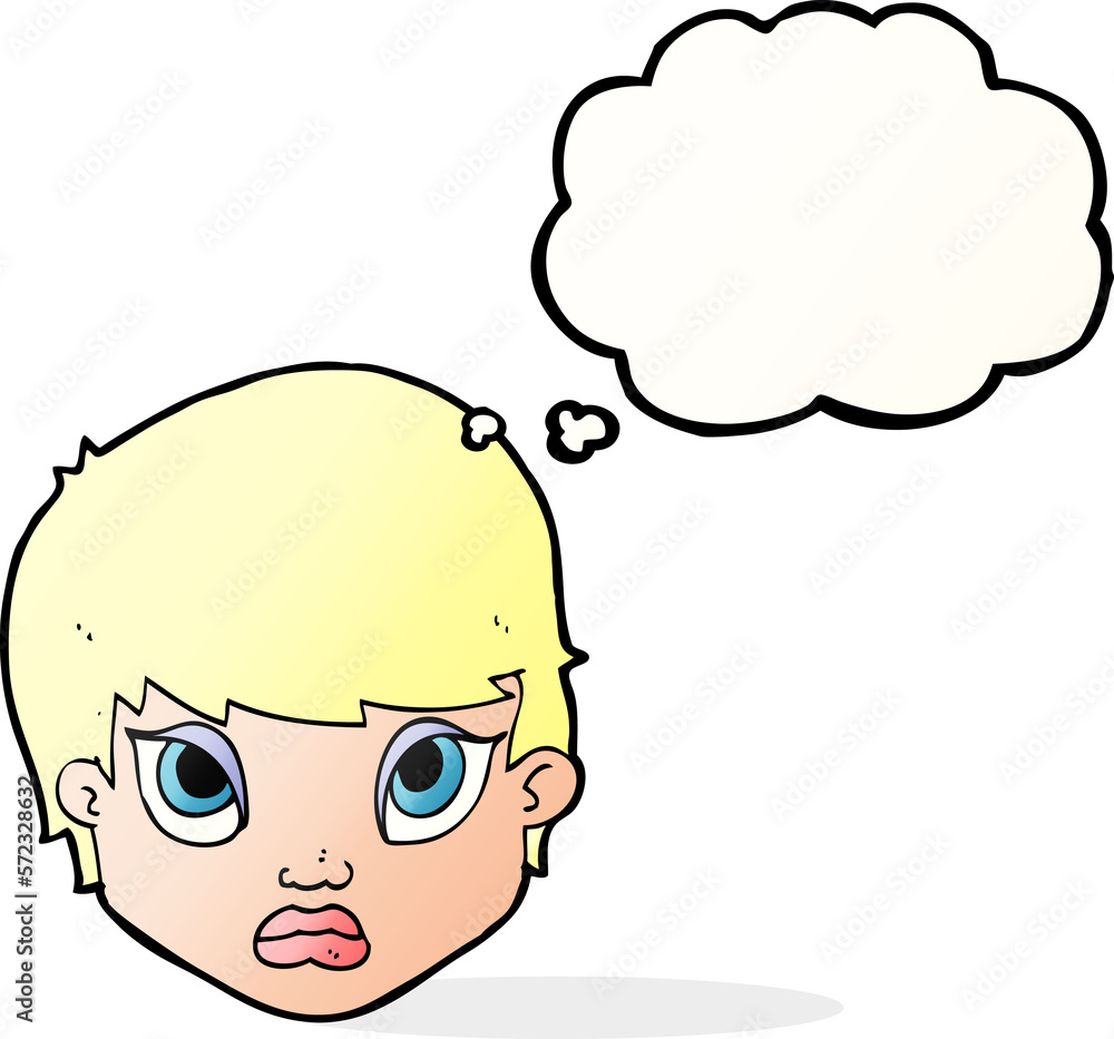 cartoon sulking woman with thought bubble cartoon sulking woman with thought bubble