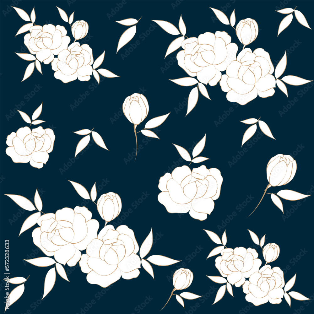 Luxury seamless vector pattern with spring flowers for your design