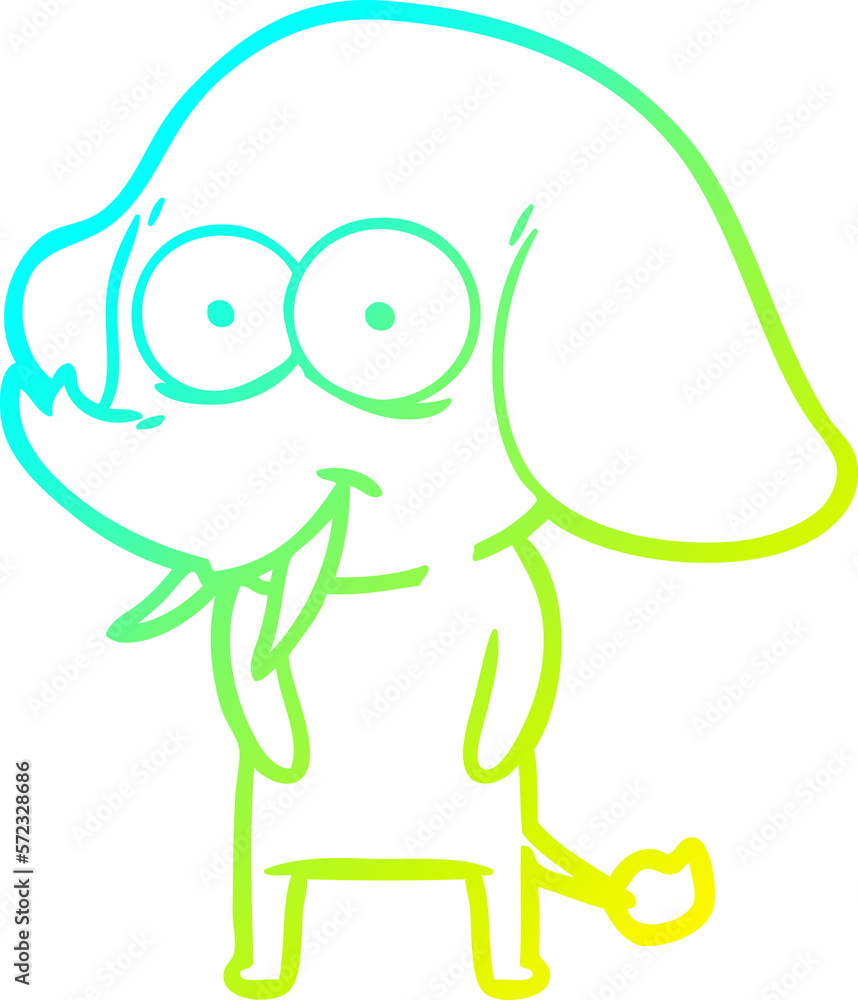 cold gradient line drawing happy cartoon elephant cold gradient line drawing happy cartoon elephant