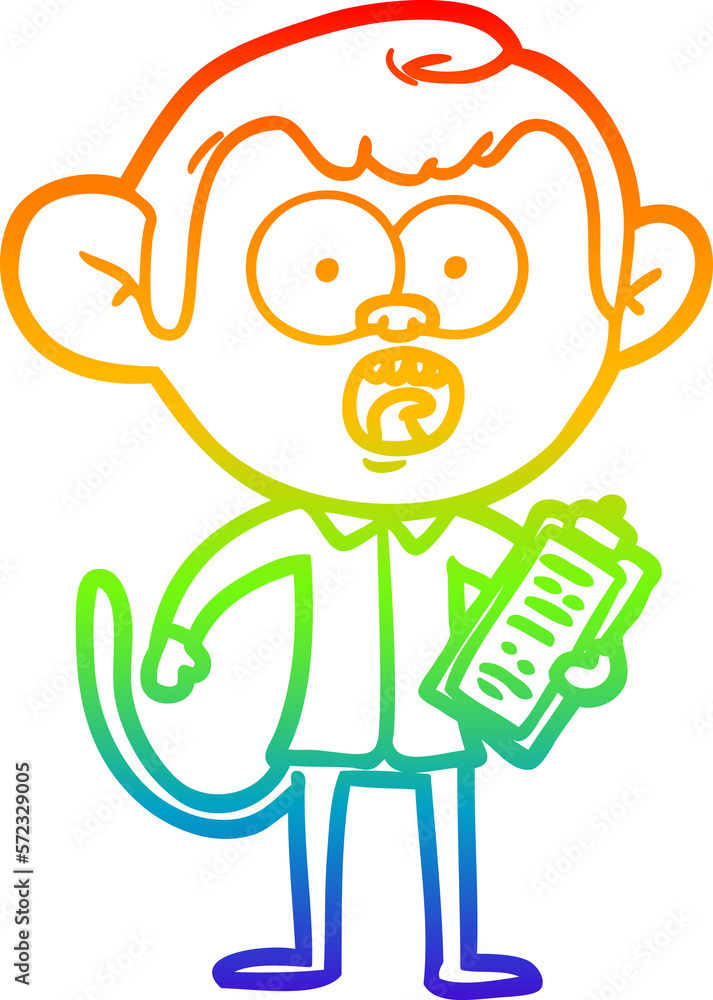 rainbow gradient line drawing cartoon shocked monkey rainbow gradient line drawing cartoon shocked monkey