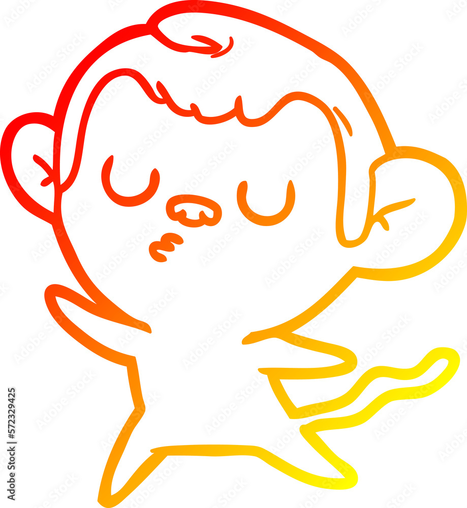 warm gradient line drawing cartoon monkey warm gradient line drawing cartoon monkey