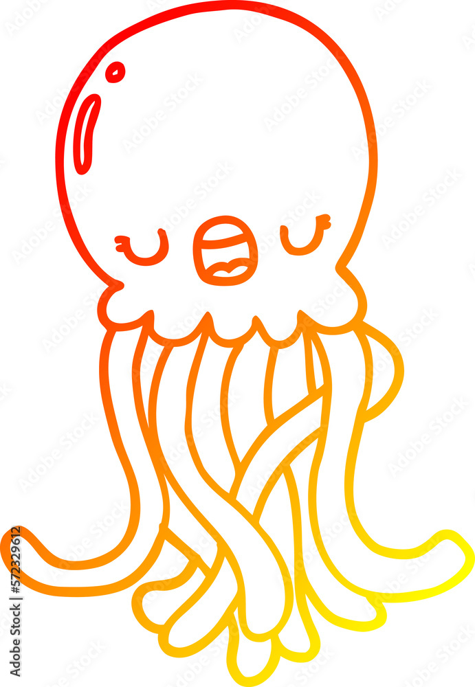 warm gradient line drawing cartoon jellyfish