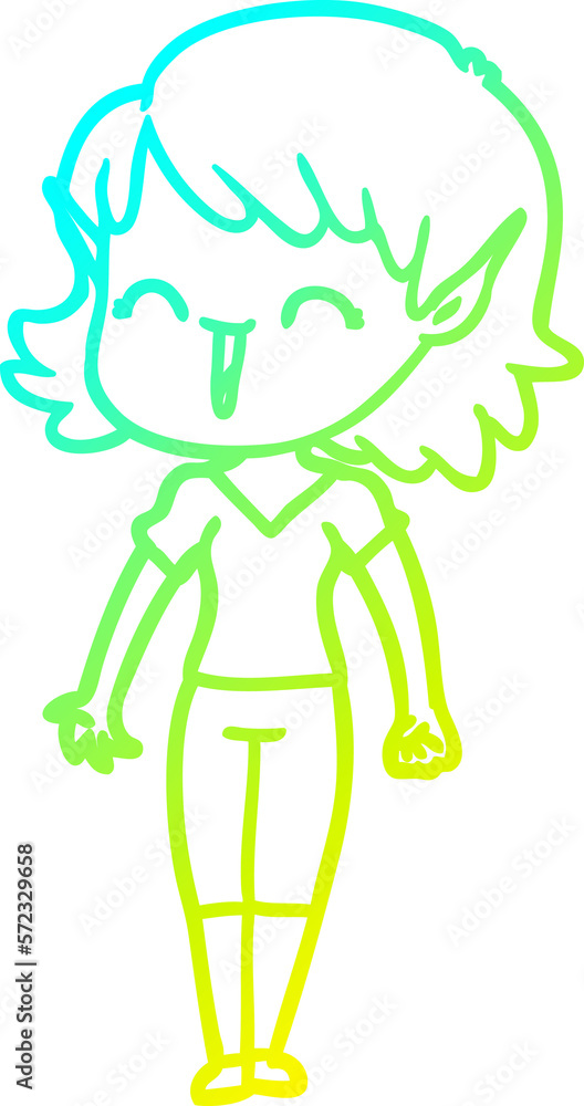 cold gradient line drawing cartoon elf girl cold gradient line drawing cartoon elf girl