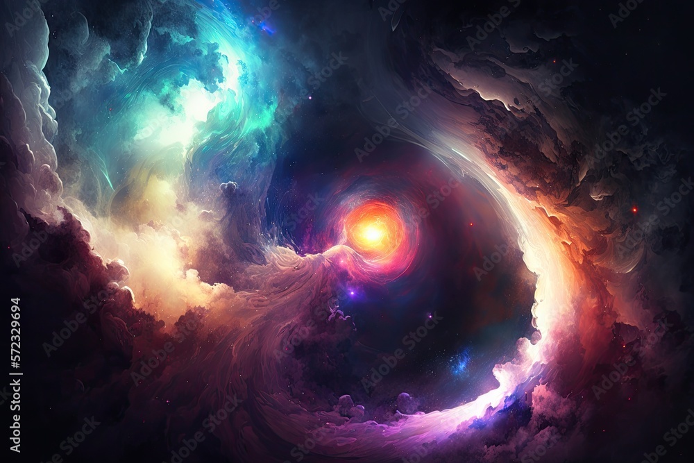 Colorful galaxy nebula background, Abstract, Generative AI Digital Illustration