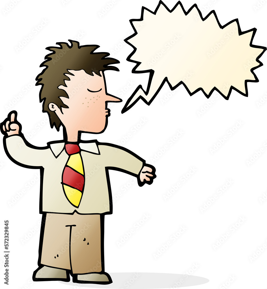 cartoon man making his point with speech bubble cartoon man making his point with speech bubble