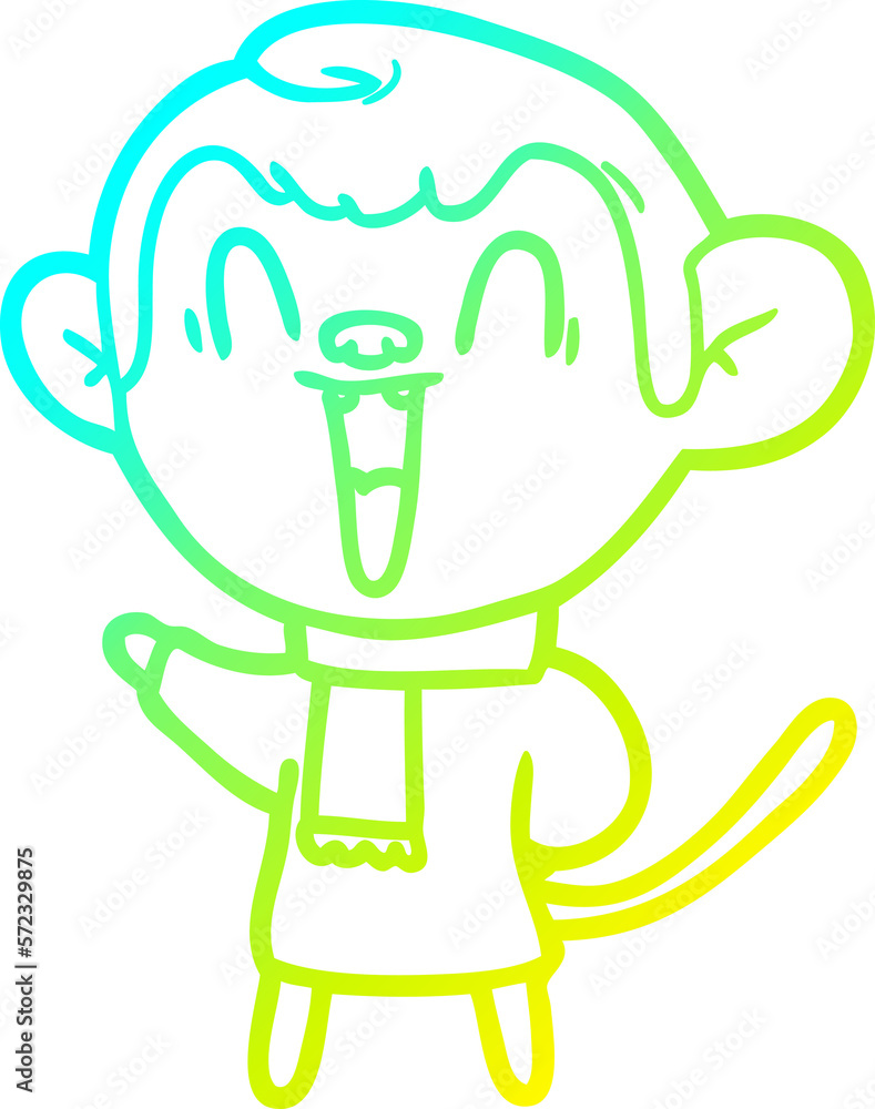 cold gradient line drawing cartoon laughing monkey cold gradient line drawing cartoon laughing monkey