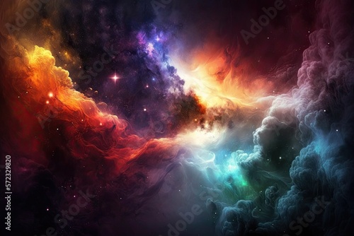 Colorful galaxy nebula background, Abstract, Generative AI Digital Illustration © Dragon AI