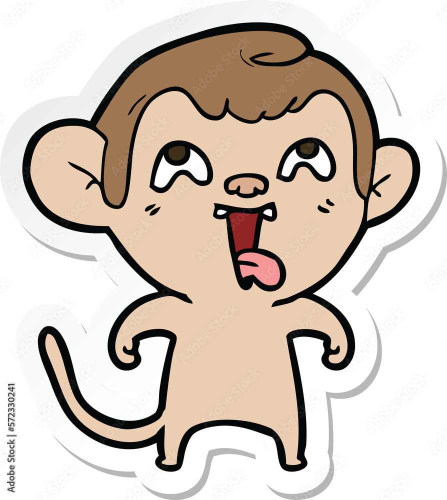 sticker of a crazy cartoon monkey sticker of a crazy cartoon monkey
