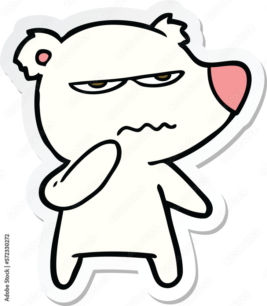 sticker of a angry bear polar cartoon sticker of a angry bear polar cartoon