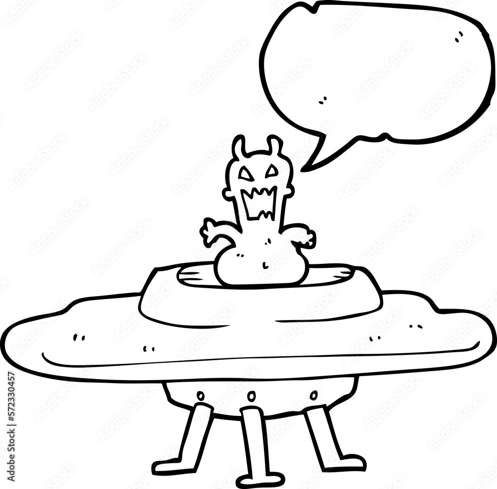 speech bubble cartoon alien in flying saucer speech bubble cartoon alien in flying saucer