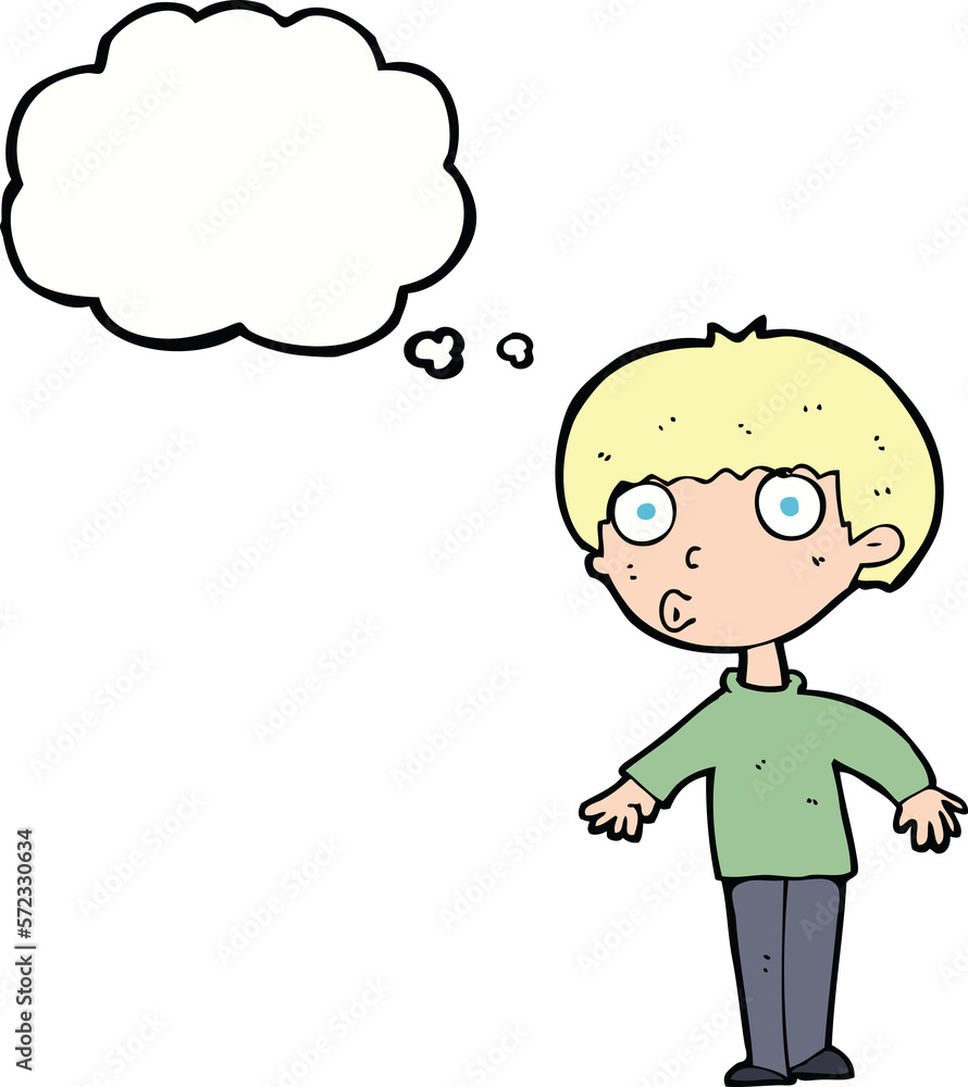 cartoon surprised boy with thought bubble cartoon surprised boy with thought bubble