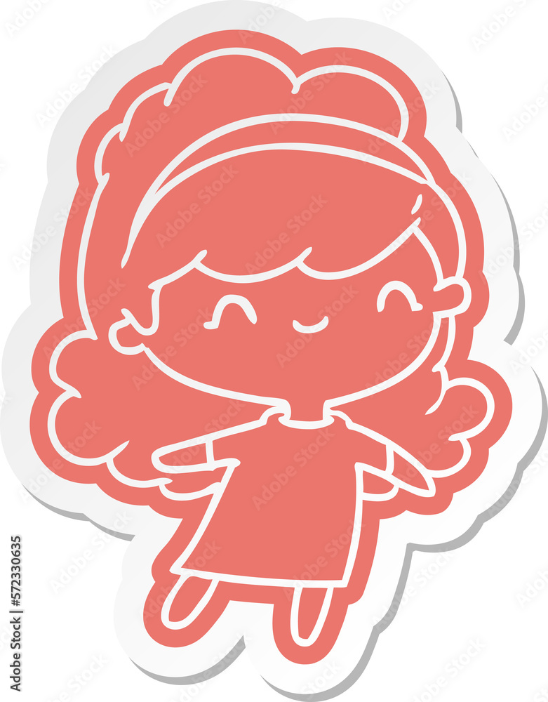cartoon sticker kawaii girl with head band cartoon sticker kawaii girl with head band