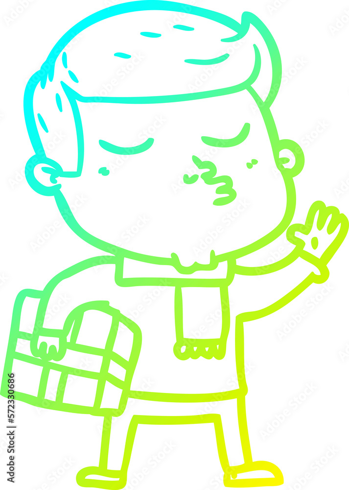 cold gradient line drawing cartoon model guy pouting