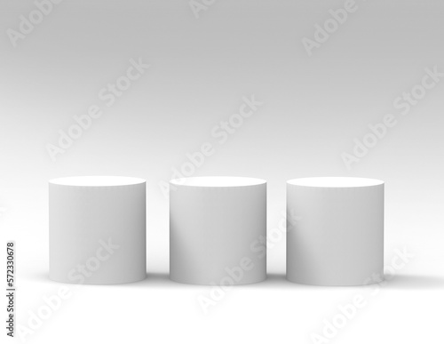 cylinder pedestal podium display, Empty room background.white minimal. Abstract modern rendering 3d shape for products display presentation. minimal wall scene, Studio room.