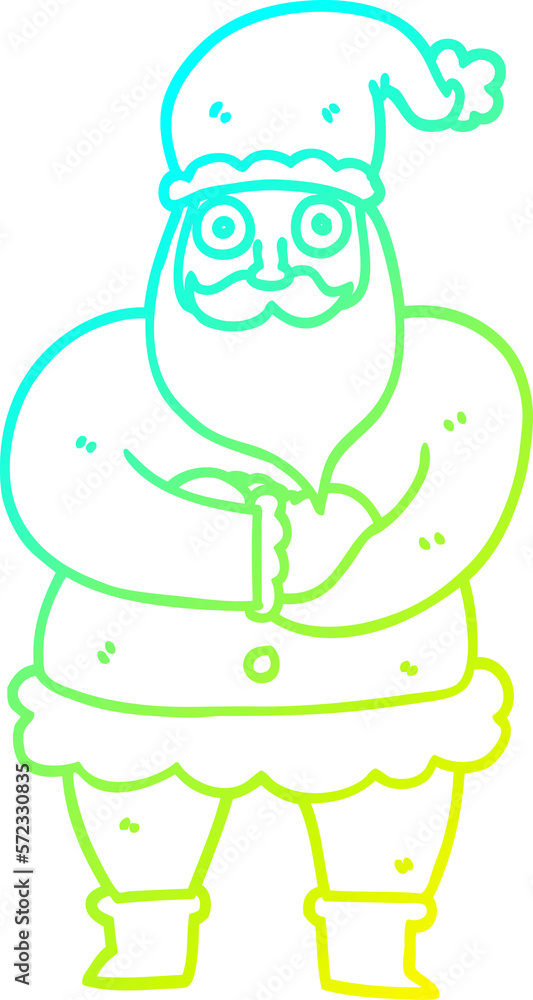 cold gradient line drawing cartoon father christmas