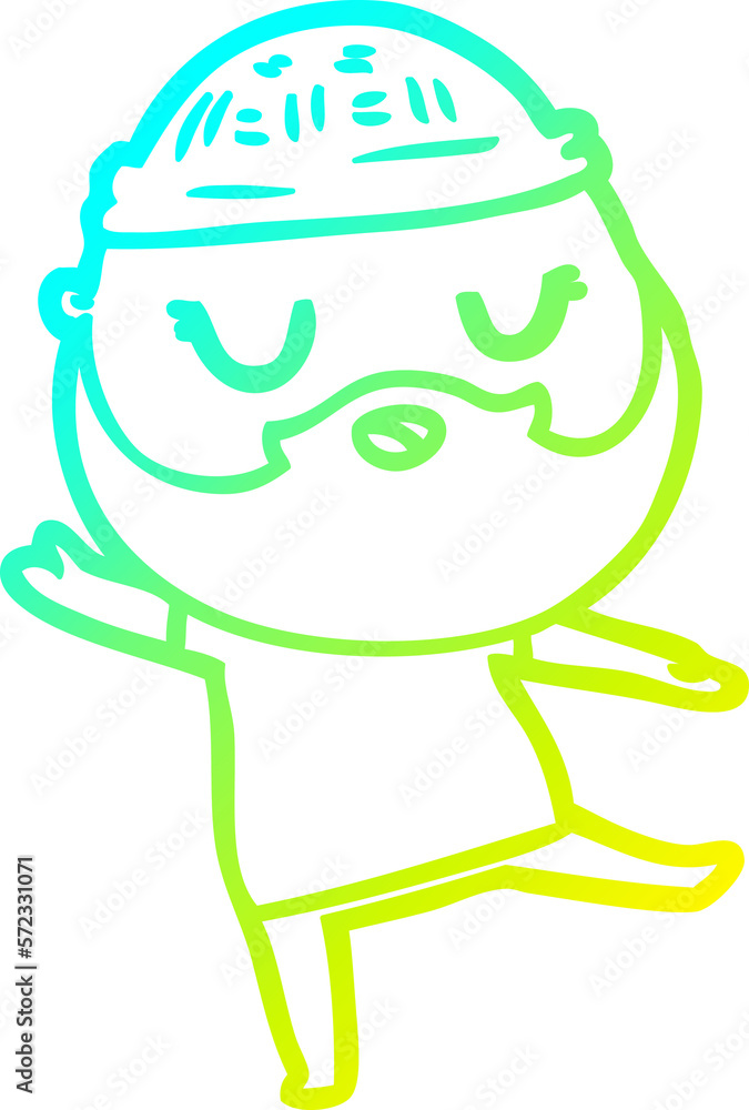 cold gradient line drawing cute cartoon man with beard cold gradient line drawing cute cartoon man with beard