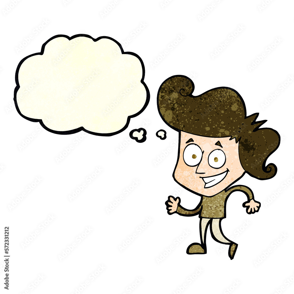 cartoon grinning man with thought bubble cartoon grinning man with thought bubble