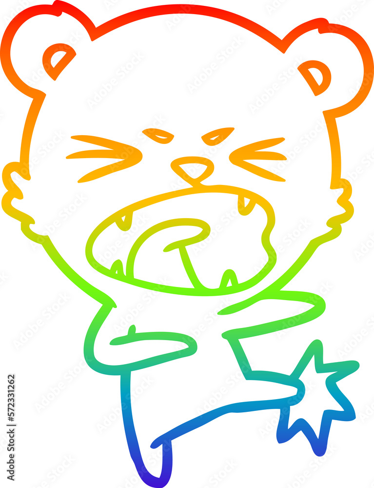 rainbow gradient line drawing angry cartoon bear rainbow gradient line drawing angry cartoon bear