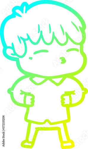 cold gradient line drawing cartoon curious boy