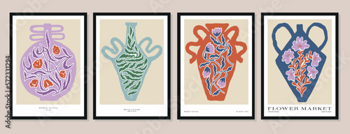 Vector illustration set of botanical printable posters. Art for postcards, wall art, banner, background.	