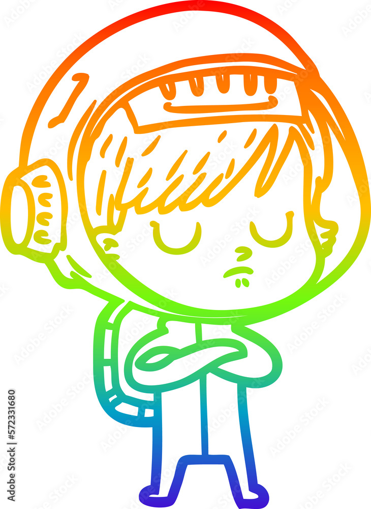 rainbow gradient line drawing cartoon astronaut woman rainbow gradient line drawing cartoon astronaut woman