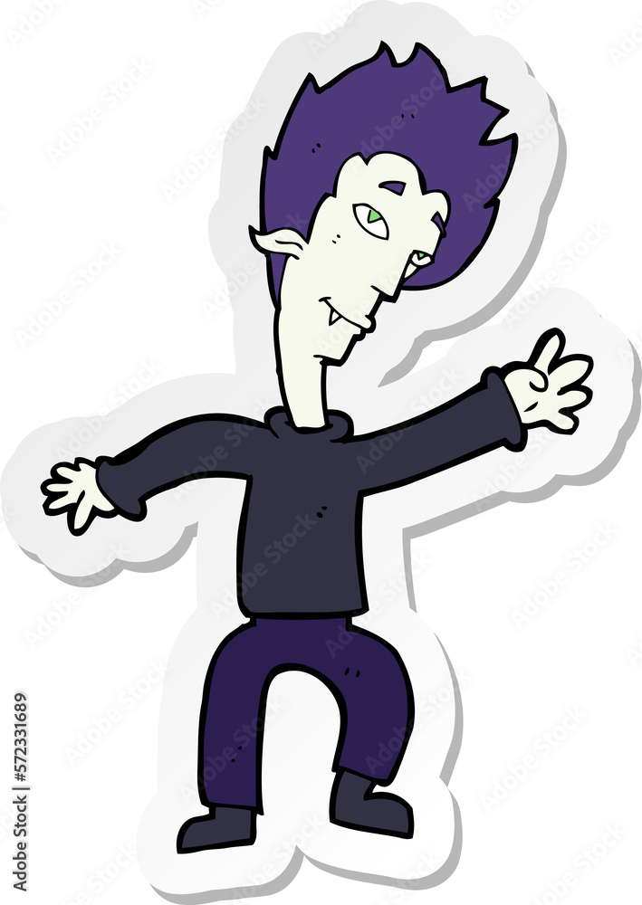 sticker of a cartoon halloween vampire