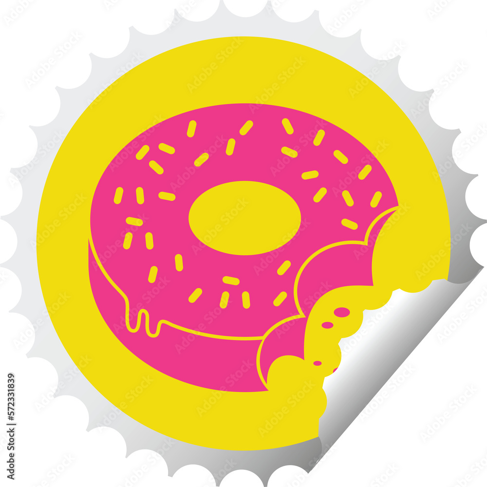 bitten frosted donut circular peeling sticker bitten frosted donut circular peeling sticker