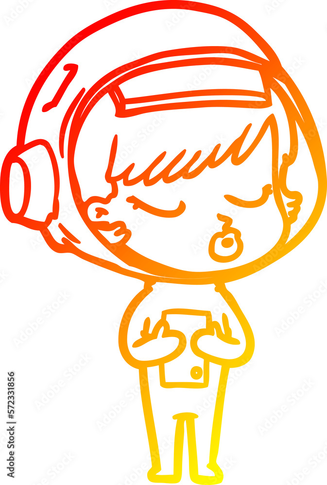 warm gradient line drawing cartoon pretty astronaut girl warm gradient line drawing cartoon pretty astronaut girl