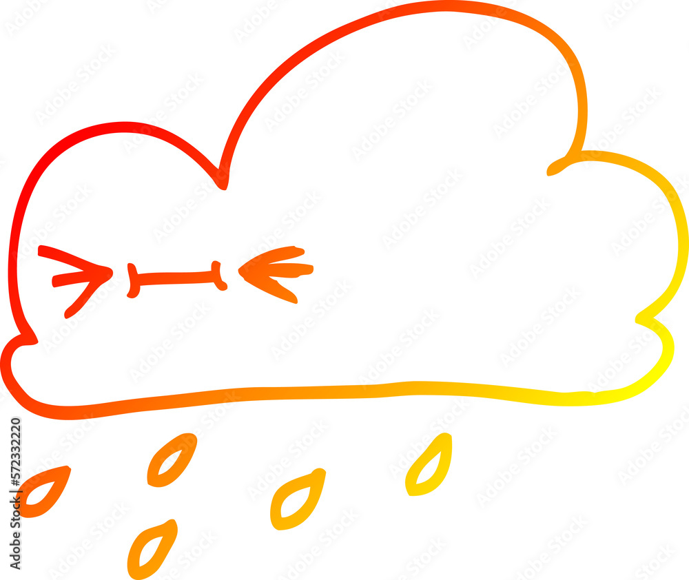 Obraz premium warm gradient line drawing cartoon happy grey cloud