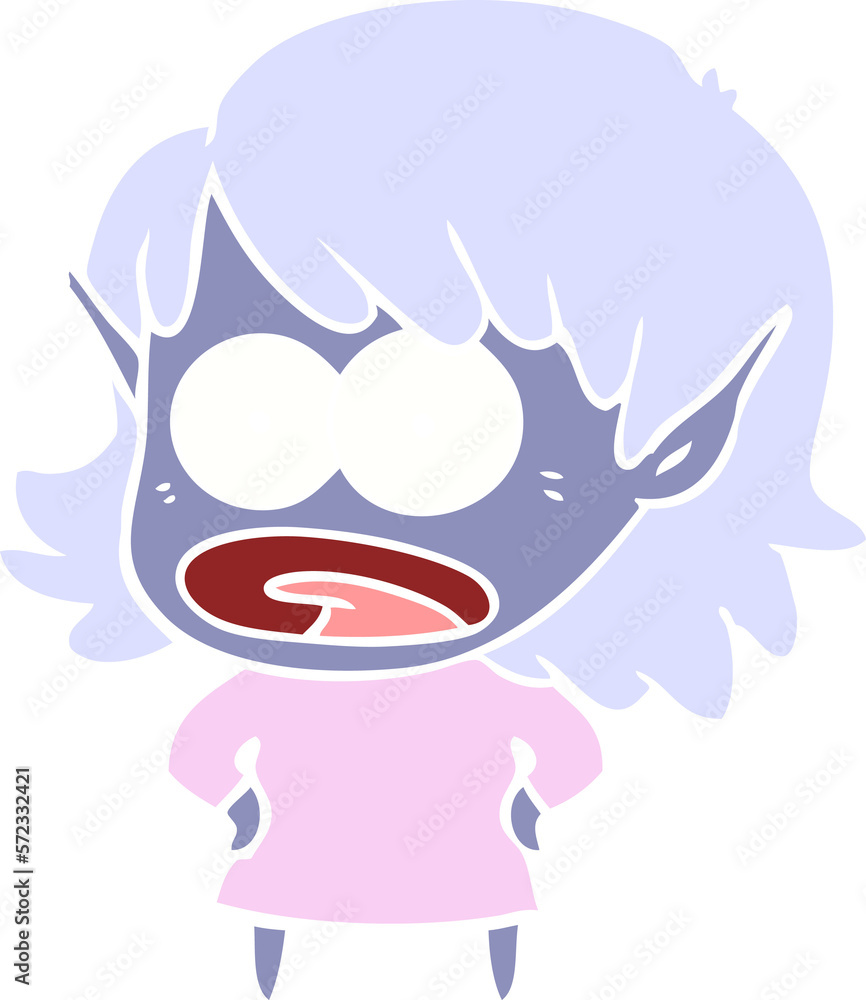 flat color style cartoon shocked elf girl flat color style cartoon shocked elf girl