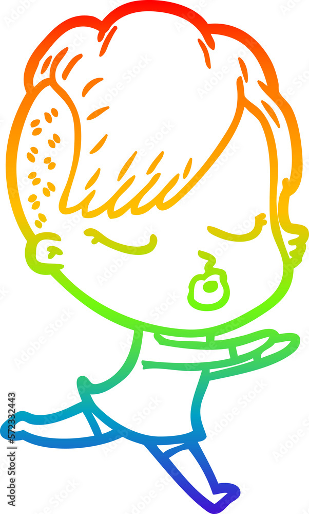 rainbow gradient line drawing cartoon pretty hipster girl rainbow gradient line drawing cartoon pretty hipster girl