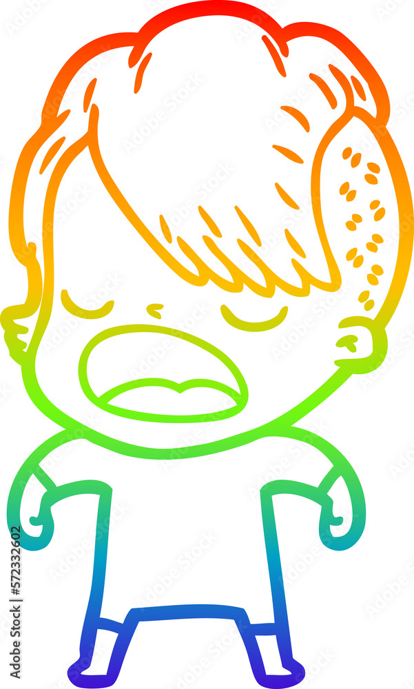 rainbow gradient line drawing cartoon cool hipster girl talking rainbow gradient line drawing cartoon cool hipster girl talking