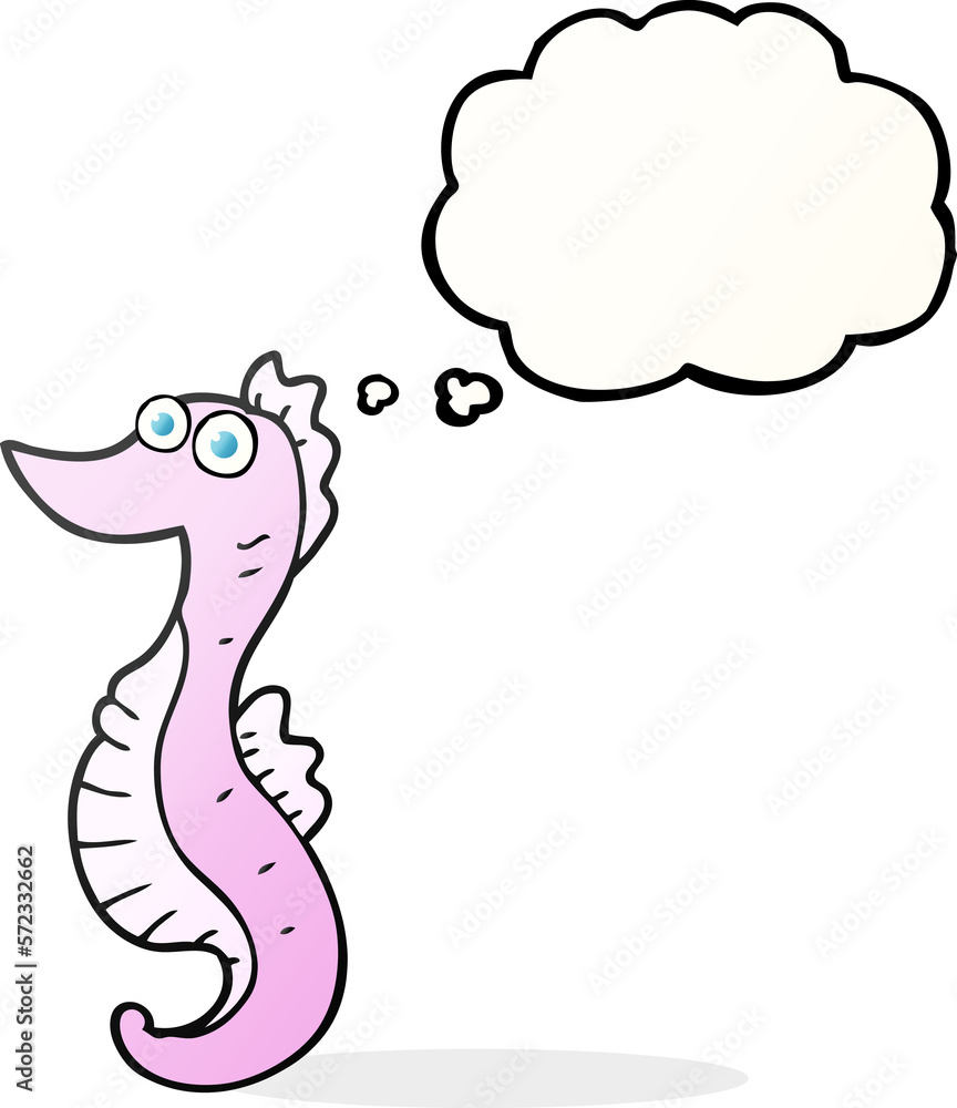 Fototapeta premium thought bubble cartoon seahorse